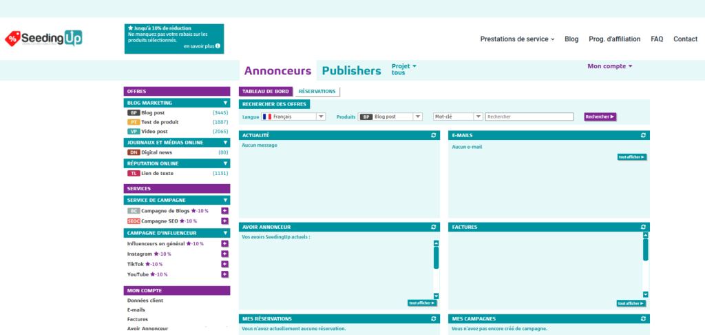 Plateforme de netlinking Seeding Up